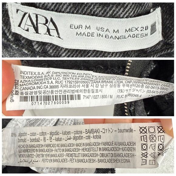 ZARA Asymmetrical Denim Wrap Skort in Black | Size Medium - Picture 8 of 8